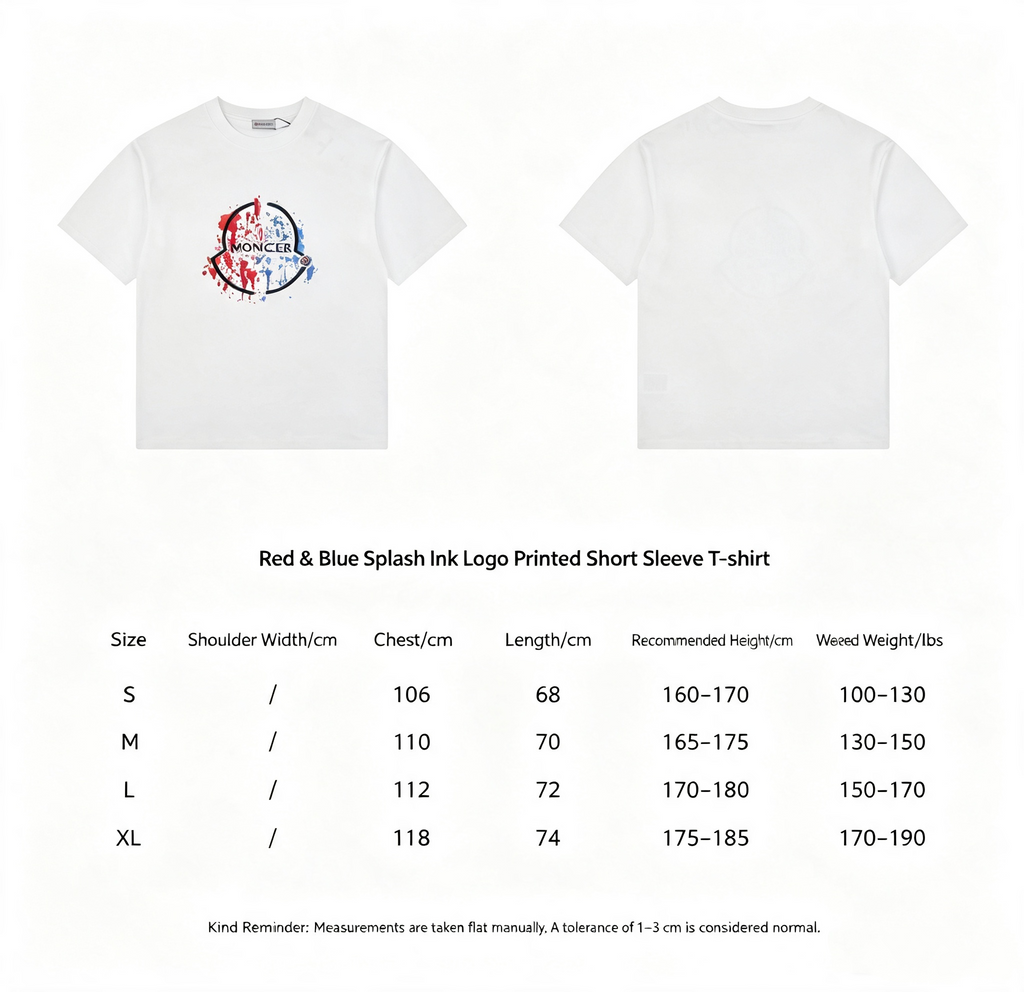 Moncler Splash Ink Logo Print Casual Short Sleeve T-shirt