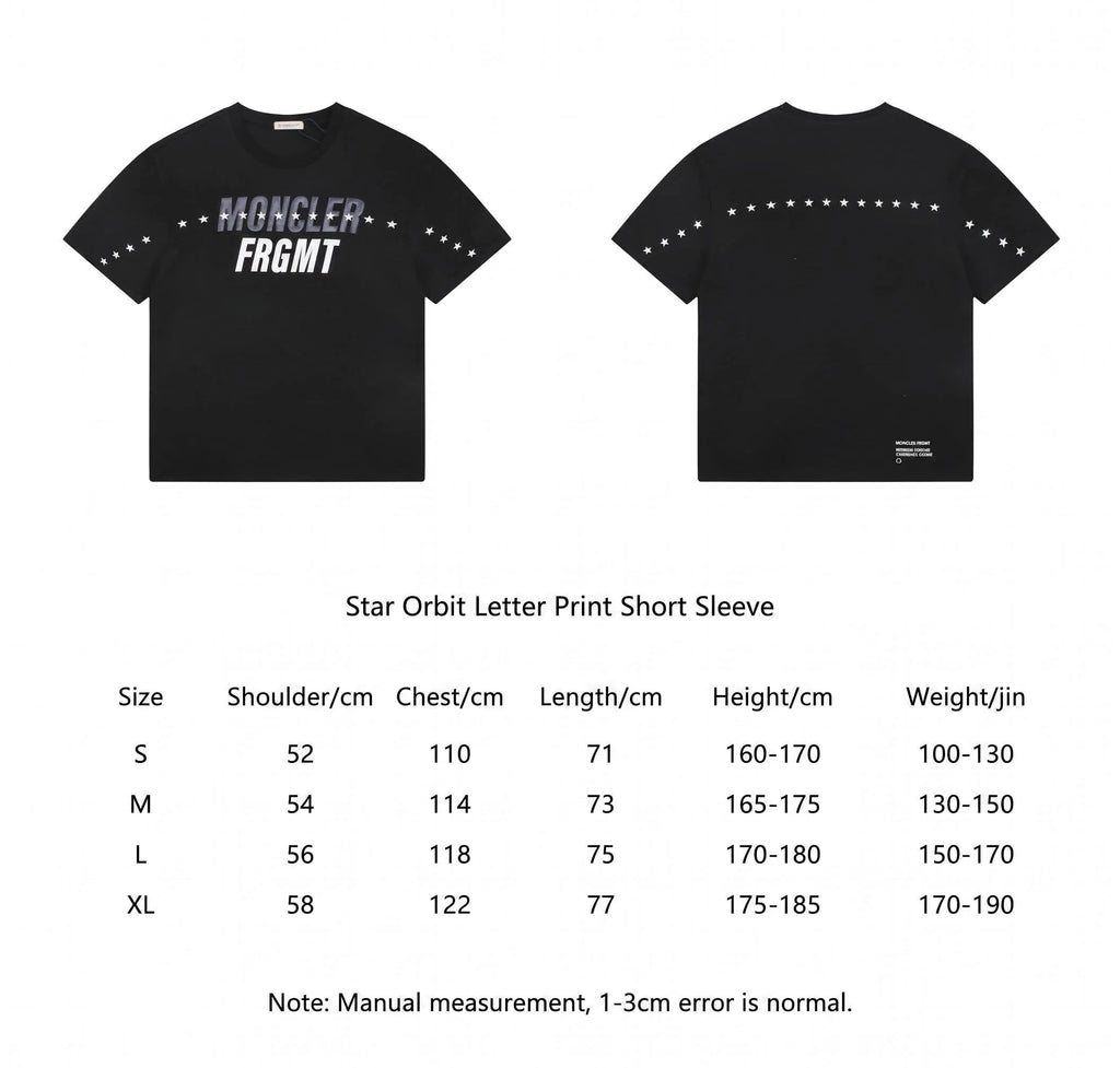 Moncler Star Track Letter Print Short Sleeve T-shirt