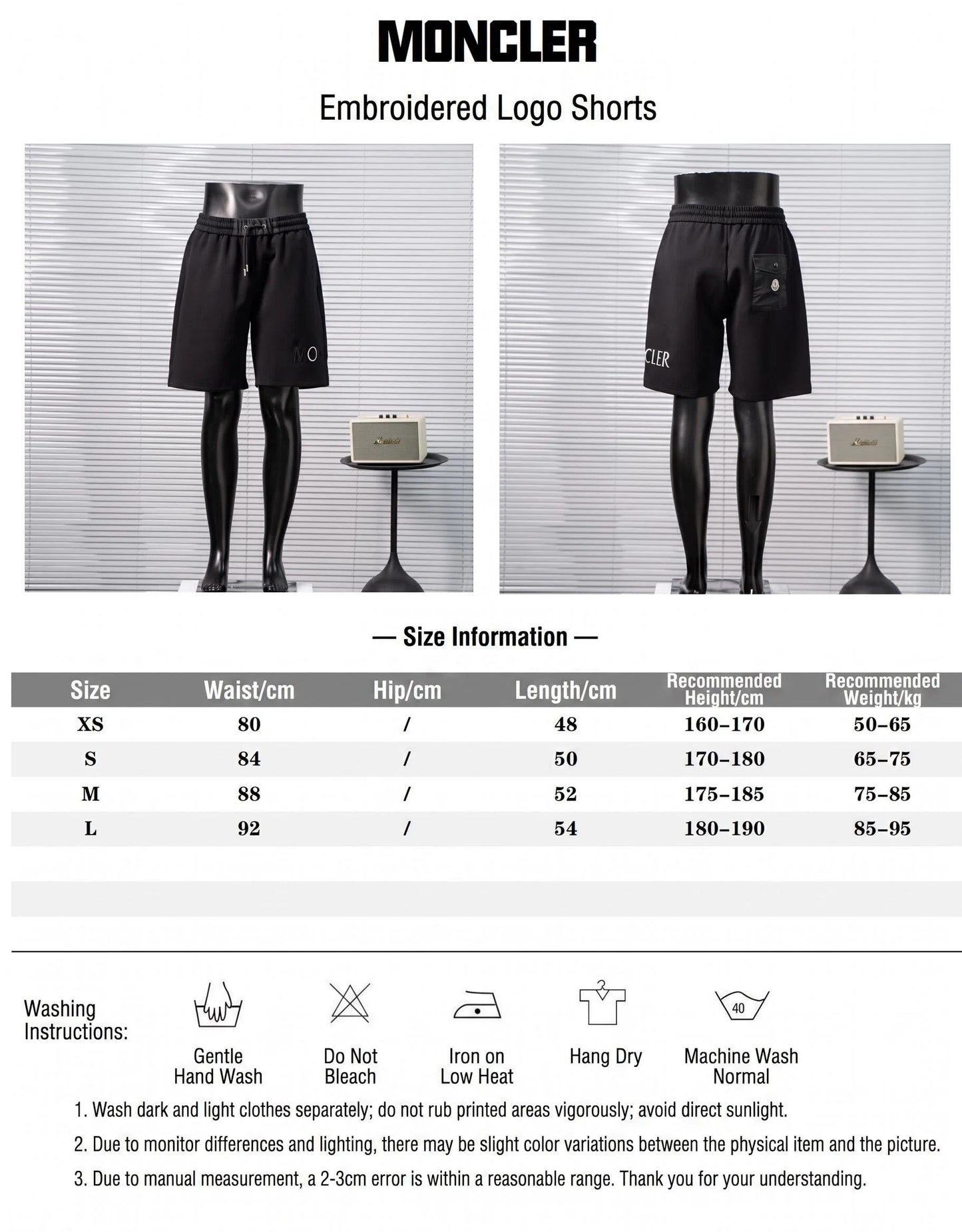 Moncler 2026SS New Embroidered Logo Shorts