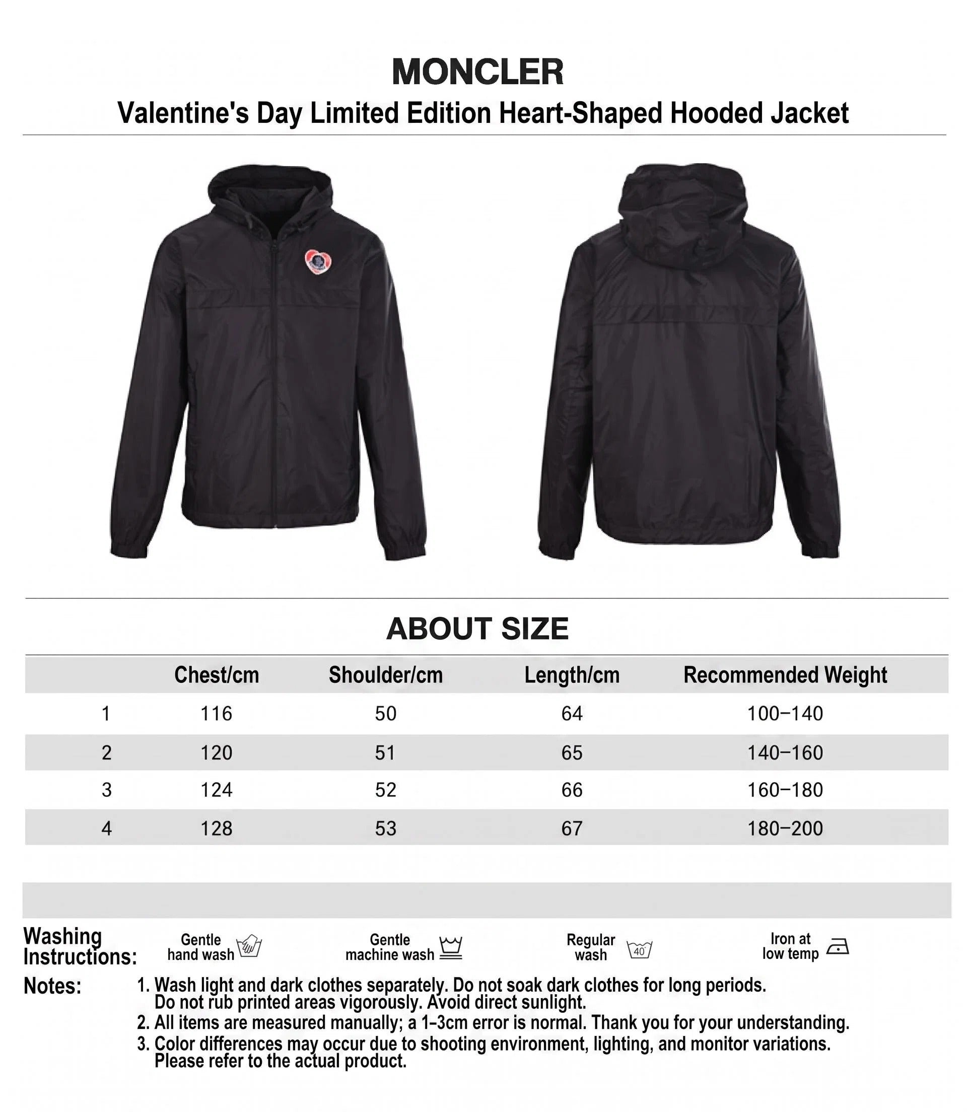 Moncler MC Valentine's Limited Heart Pattern Hooded Jacket