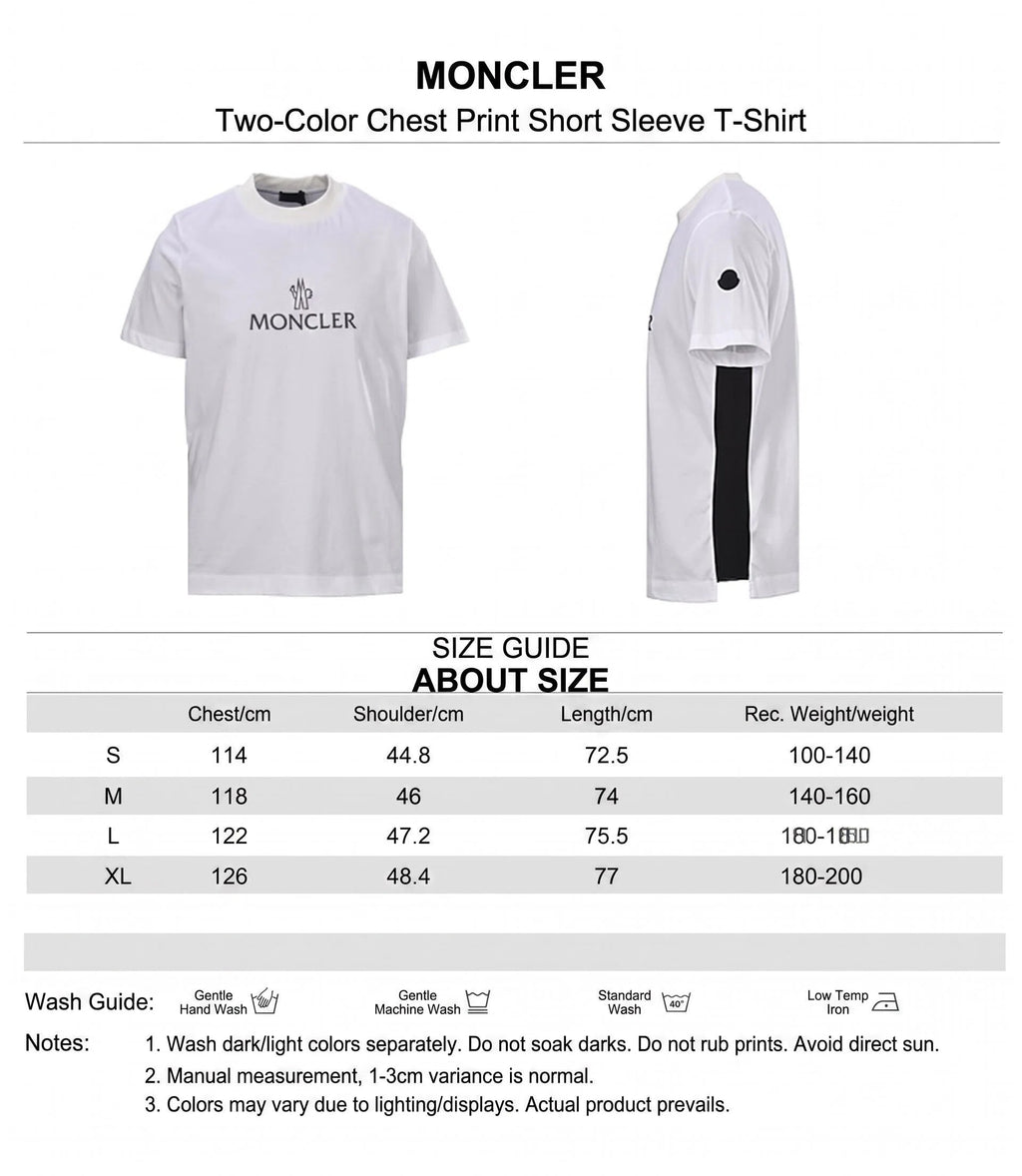 MONCLER MC Two-Tone Chest Print Short Sleeve T-Shirt