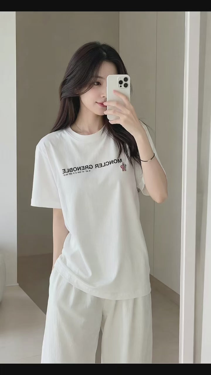 Moncler Grenoble Cotton Logo Tee |  White Casual Short Sleeve T-Shirt