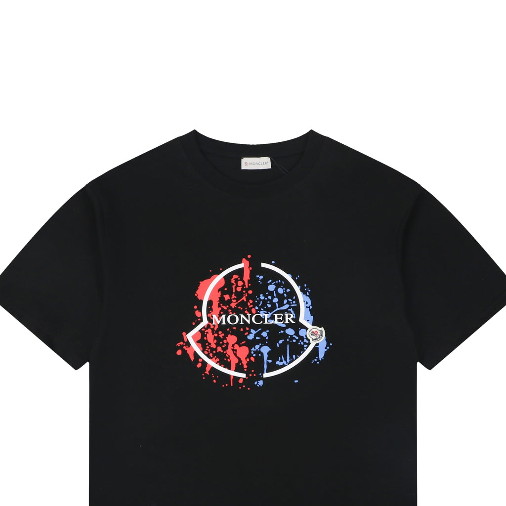 Moncler Splash Ink Logo Print Casual Short Sleeve T-shirt
