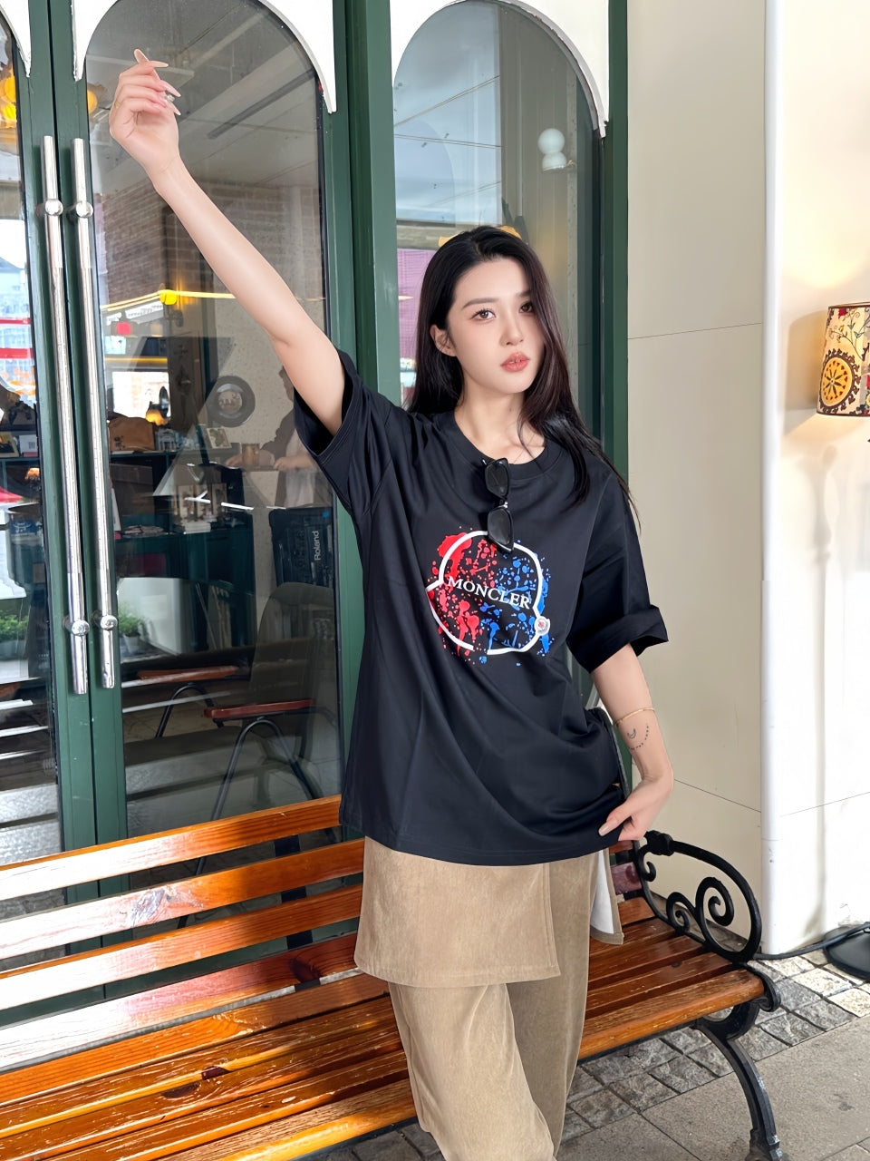 Moncler Splash Ink Logo Print Casual Short Sleeve T-shirt