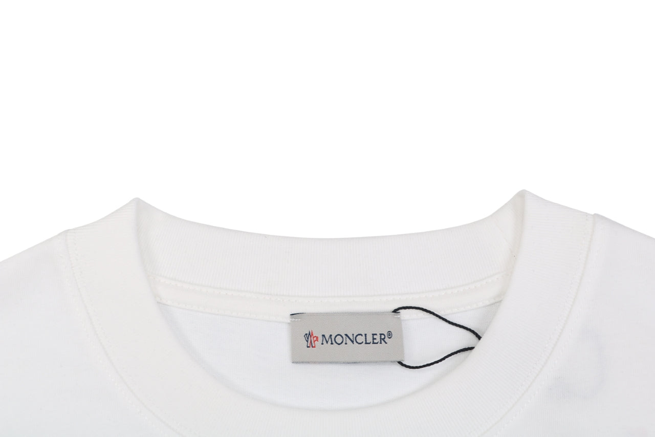 Moncler Splash Ink Logo Print Casual Short Sleeve T-shirt