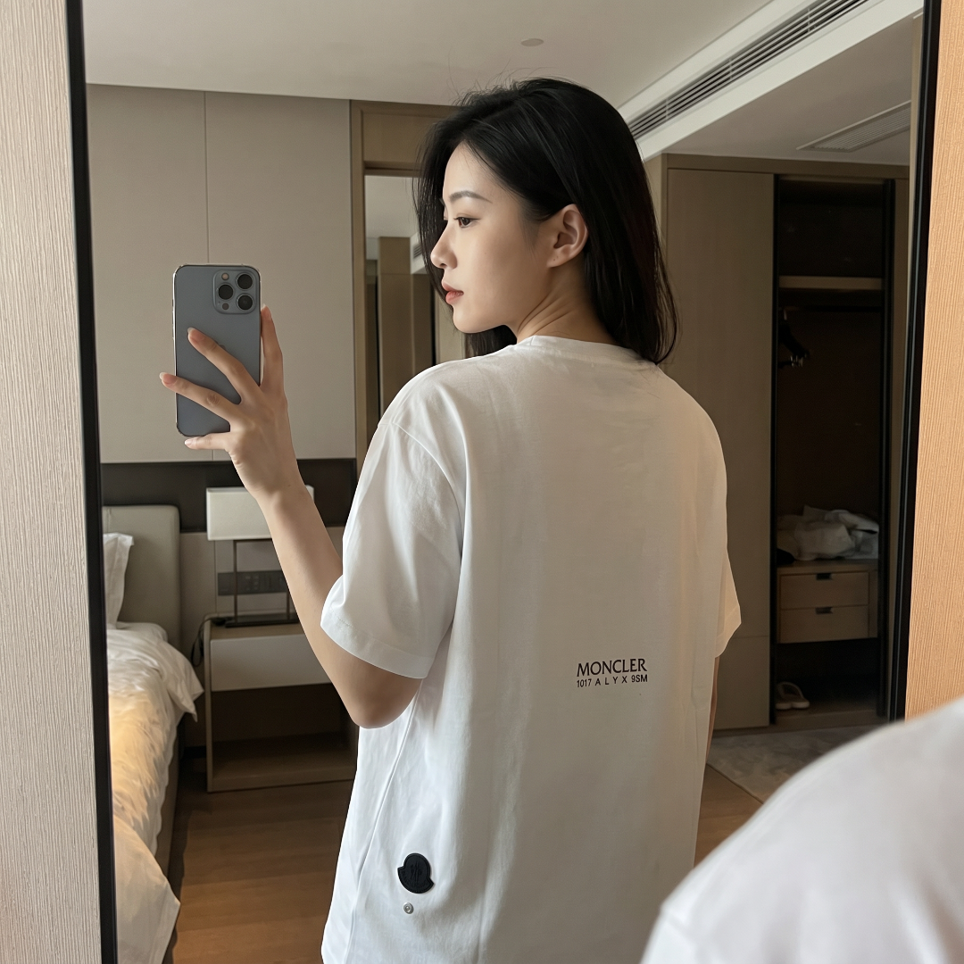 Moncler Slanted M Logo Halo Print Short Sleeve T-shirt