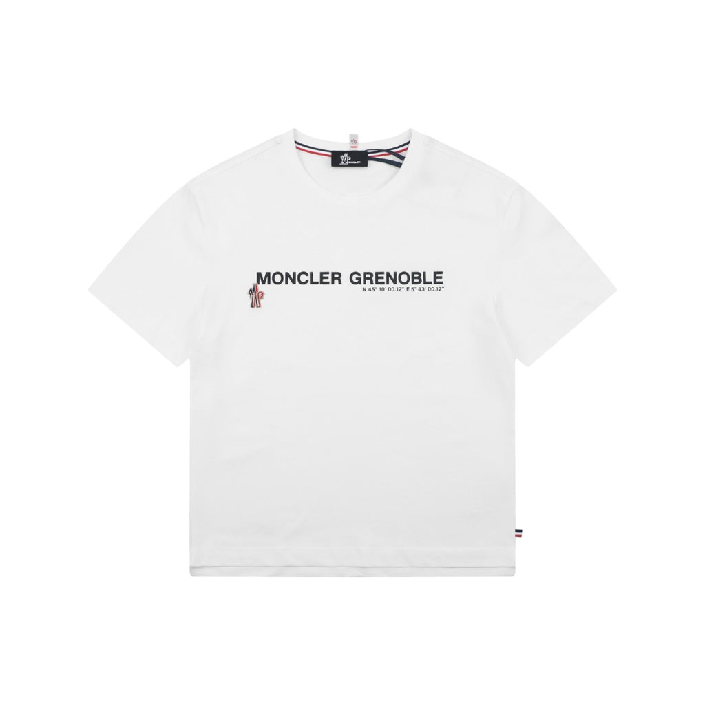 Moncler Grenoble Cotton Logo Tee |  White Casual Short Sleeve T-Shirt