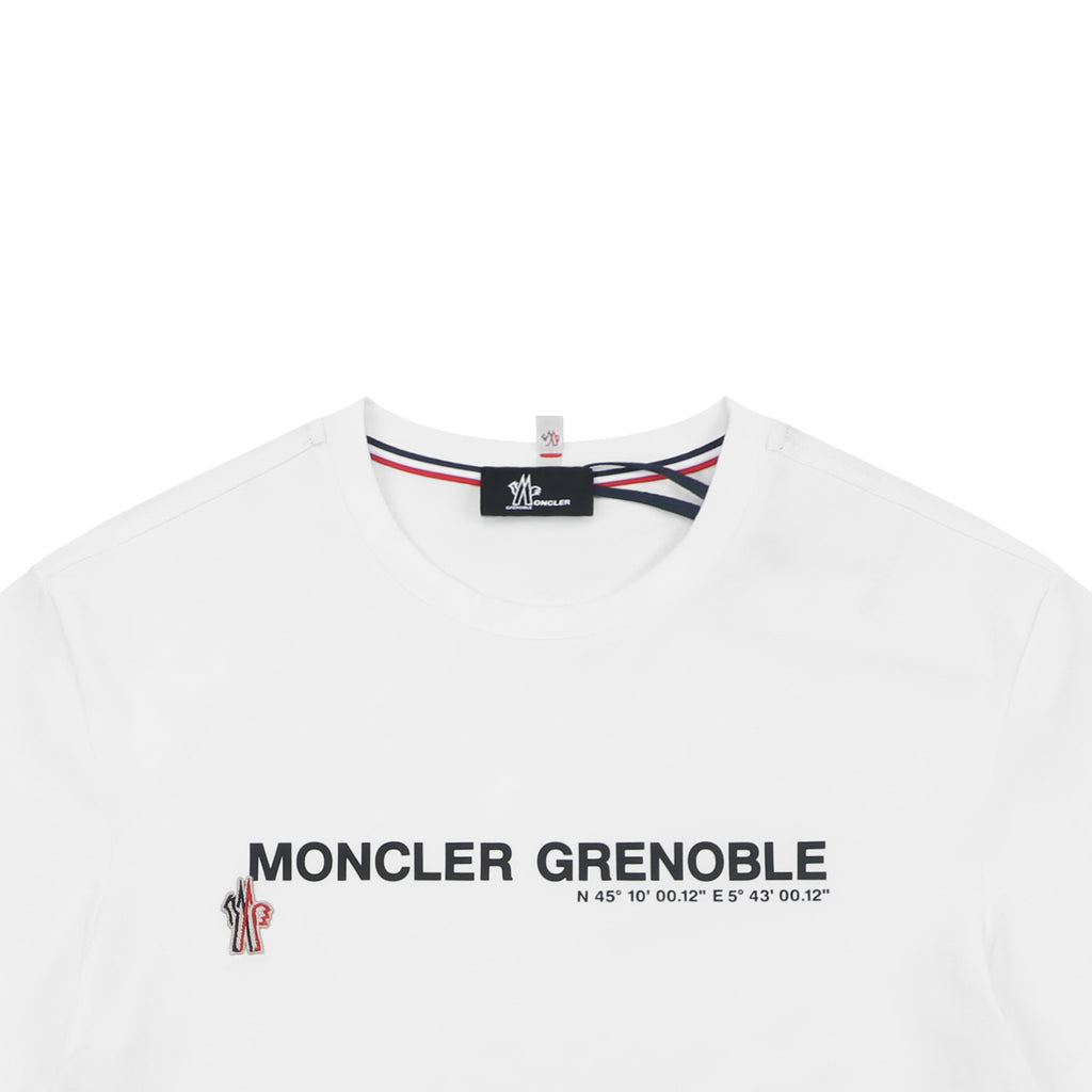 Moncler Grenoble Cotton Logo Tee |  White Casual Short Sleeve T-Shirt