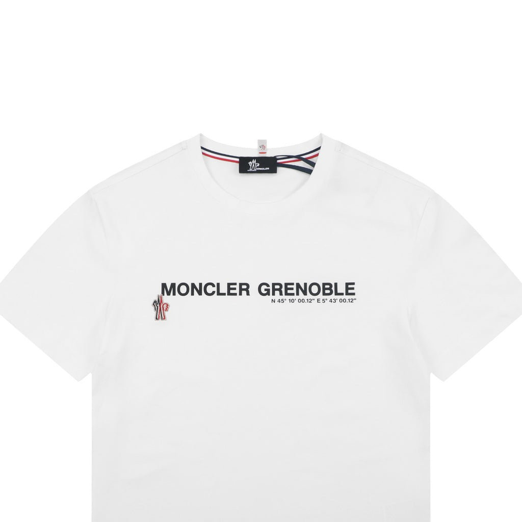 Moncler Grenoble Cotton Logo Tee |  White Casual Short Sleeve T-Shirt