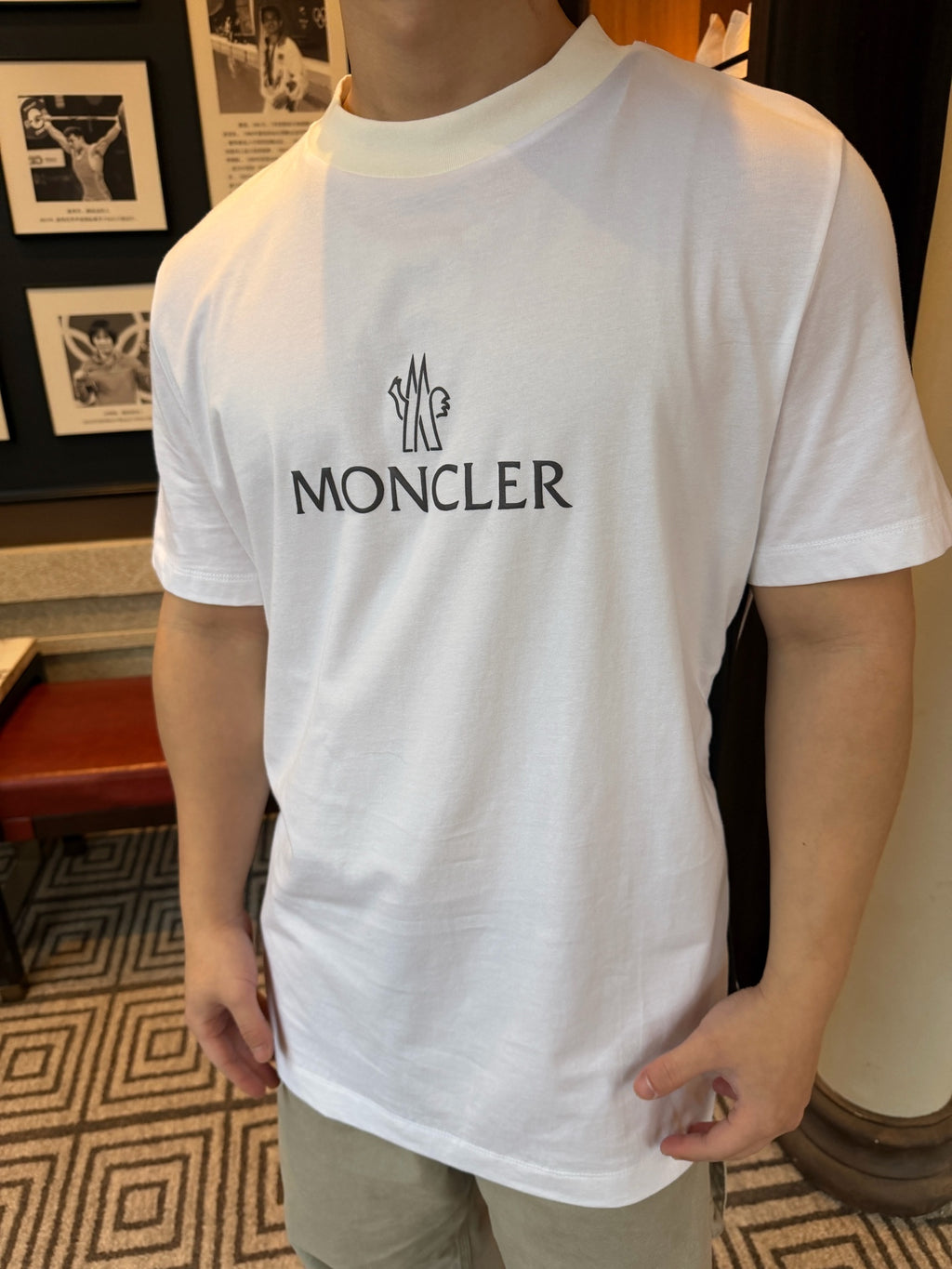MONCLER MC Two-Tone Chest Print Short Sleeve T-Shirt