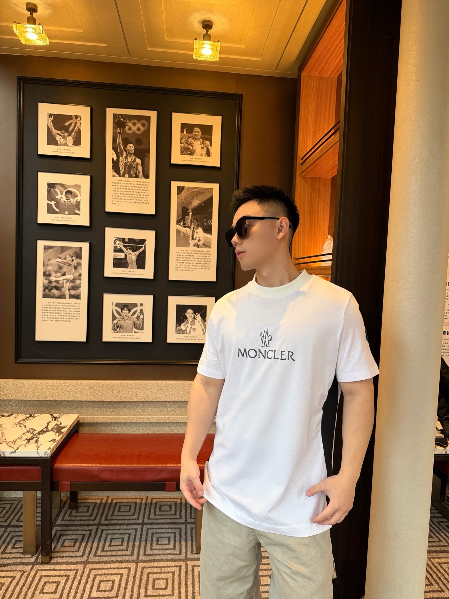 MONCLER MC Two-Tone Chest Print Short Sleeve T-Shirt