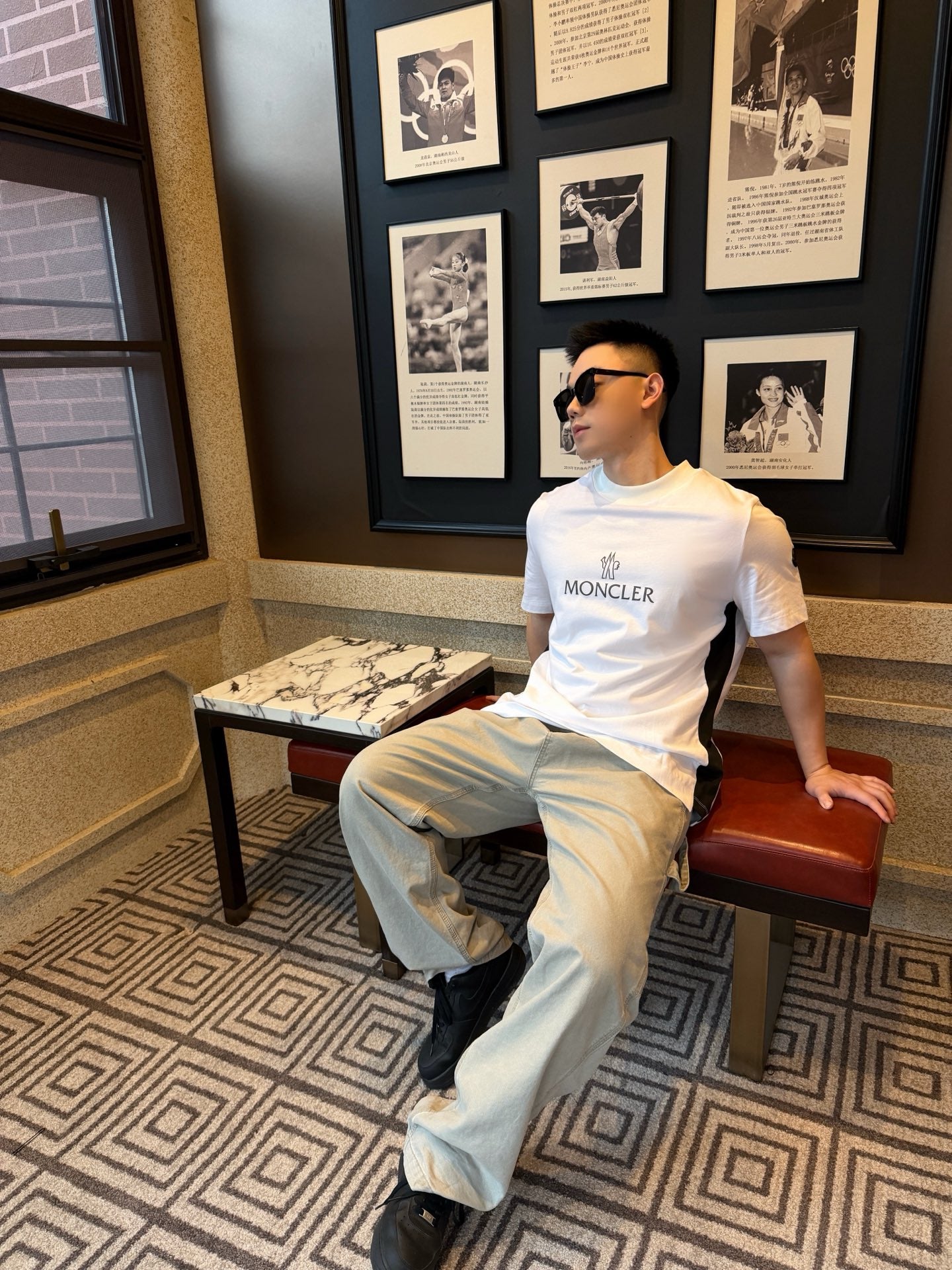 MONCLER MC Two-Tone Chest Print Short Sleeve T-Shirt