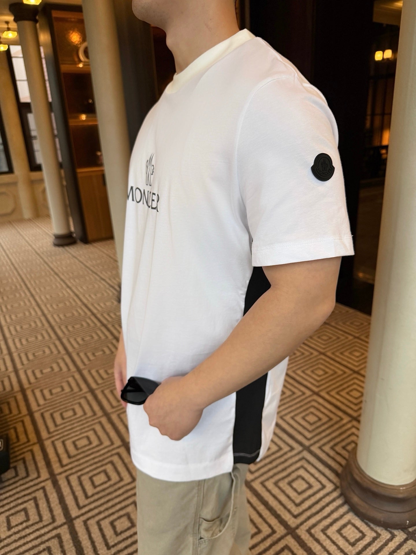 MONCLER MC Two-Tone Chest Print Short Sleeve T-Shirt