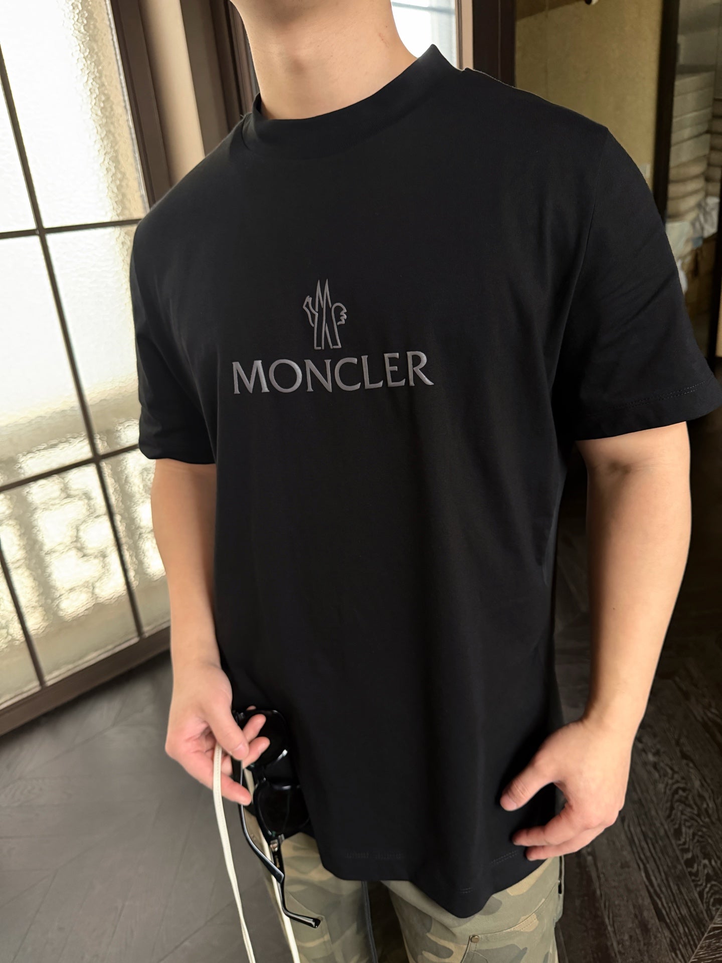 MONCLER MC Two-Tone Chest Print Short Sleeve T-Shirt