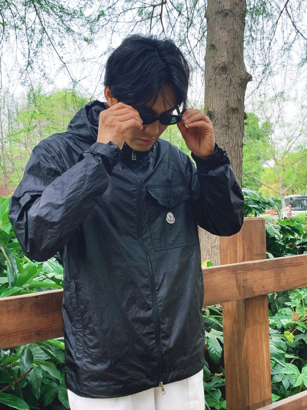 Moncler MC Hooded Lightweight Sun Protection Jacket With Pocket