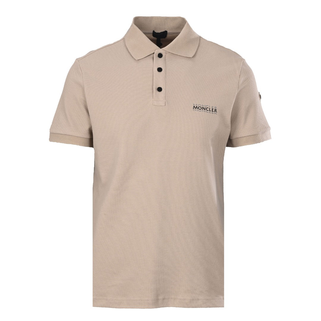 Moncler MC Double-Letter Black Logo Short-Sleeve Polo Shirt