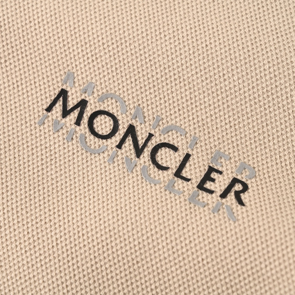 Moncler MC Double-Letter Black Logo Short-Sleeve Polo Shirt