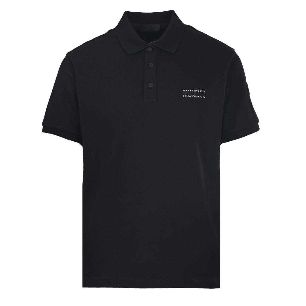 Moncler MC Double-Letter Black Logo Short-Sleeve Polo Shirt