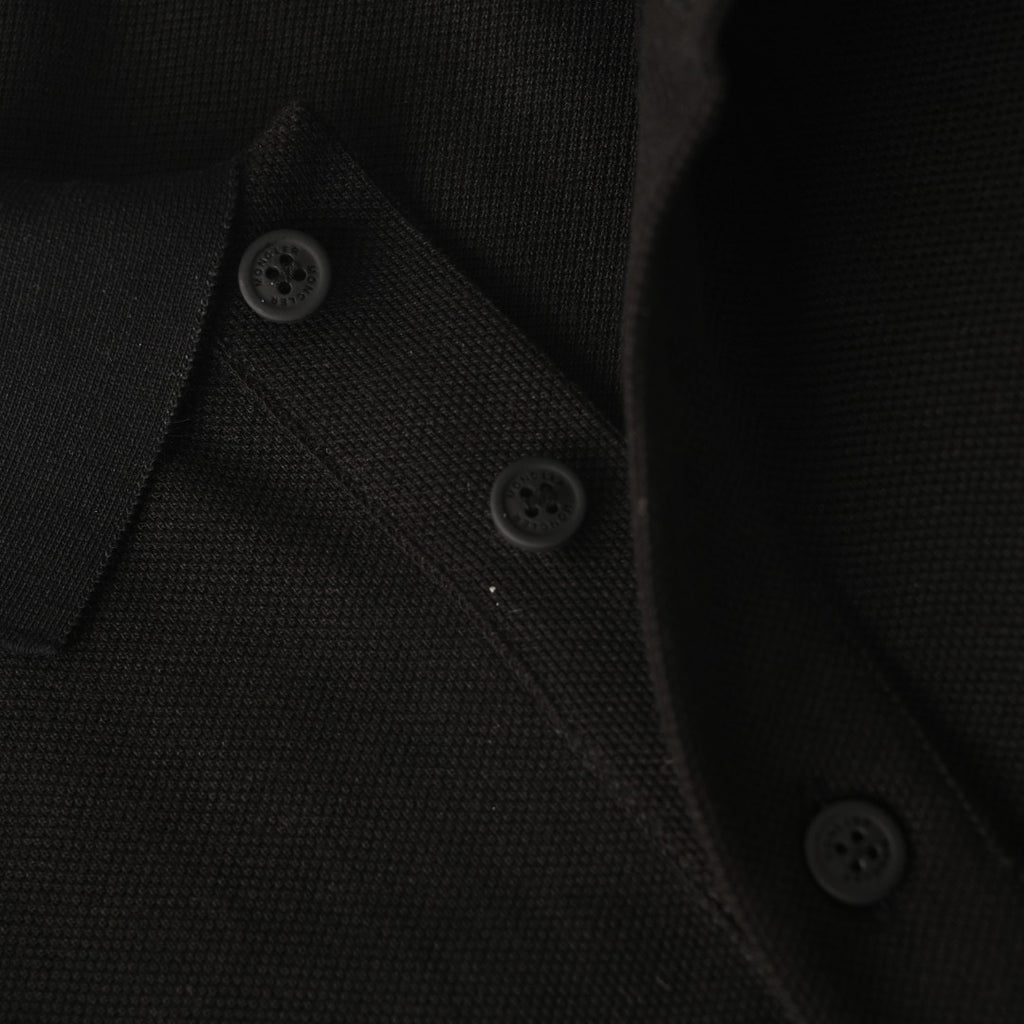 Moncler MC Double-Letter Black Logo Short-Sleeve Polo Shirt