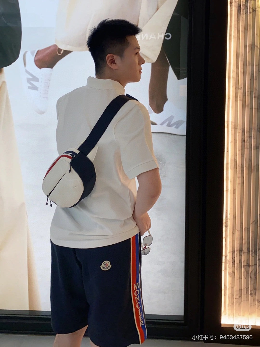 MONCLER 2026 SS New Side Webbing Red White Blue Letter Embroidered Shorts