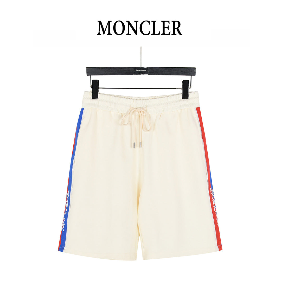 MONCLER 2026 SS New Side Webbing Red White Blue Letter Embroidered Shorts